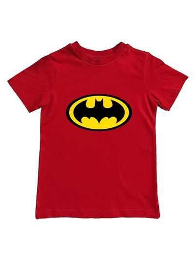Batman baskılı pamuklu penye kumaş yazlık çocuk tişört