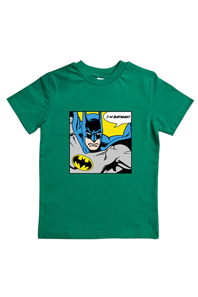 Batman baskılı pamuklu penye kumaş yazlık çocuk tişört