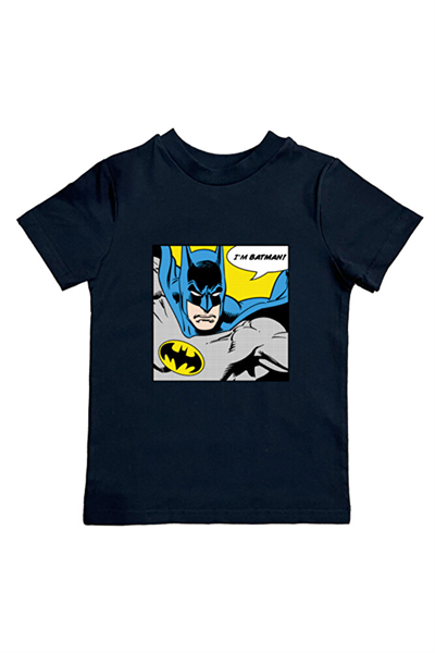 Batman baskılı pamuklu penye kumaş yazlık çocuk tişört