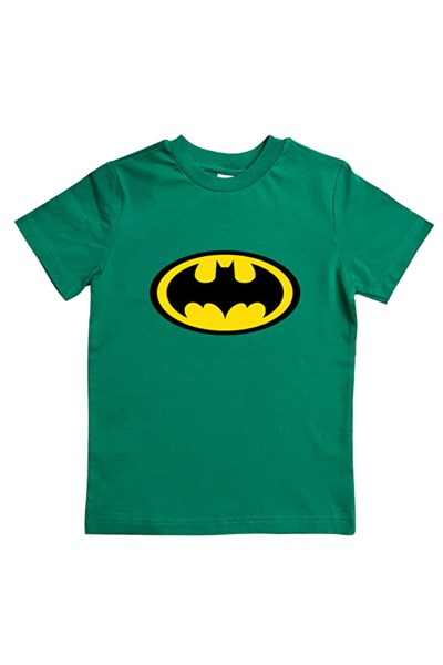 Batman baskılı pamuklu penye kumaş yazlık çocuk tişört