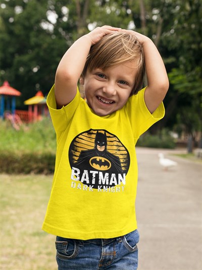 Batman baskılı pamuklu penye kumaş yazlık çocuk tişört