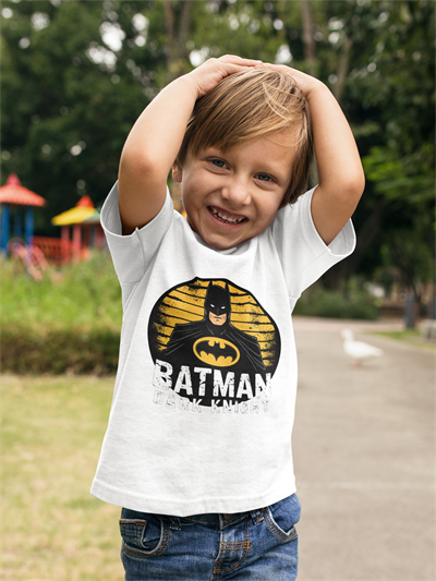 Batman baskılı pamuklu penye kumaş yazlık çocuk tişört
