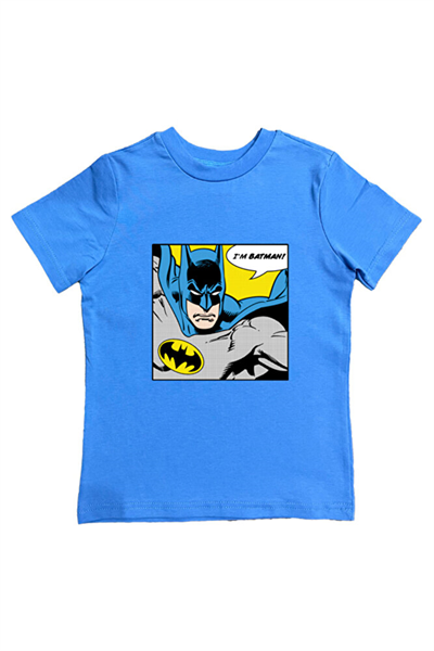 Batman baskılı pamuklu penye kumaş yazlık çocuk tişört