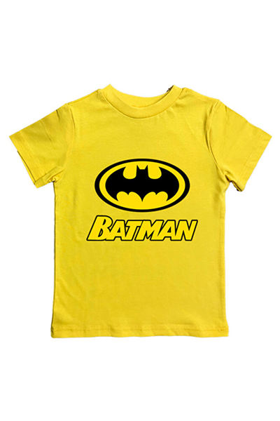 Batman baskılı pamuklu penye kumaş yazlık çocuk tişört