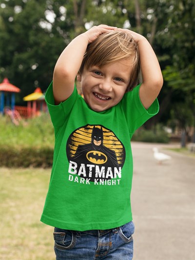 Batman baskılı pamuklu penye kumaş yazlık çocuk tişört