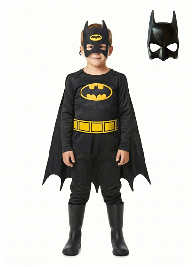 Batman Çocuk Kostümü Maskeli - Pelerinli Ve 2 Adet Maskeli