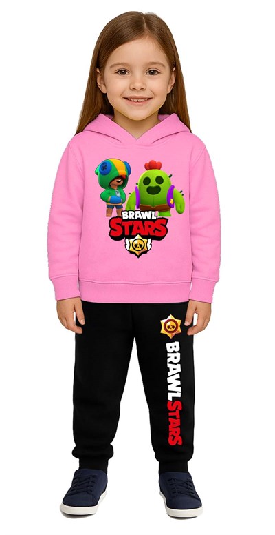 Brawl Stars Baskılı Çocuk Eşofman Takımı 3 İplik Şardonlu Pamuklu Kumaş Kapüşonlu