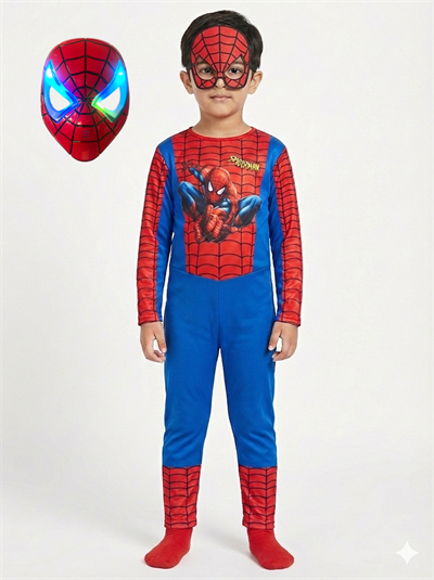 Erkek Çocuk Işıklı Maskeli Spiderman Kostümü