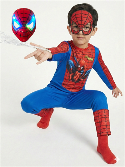 Erkek Çocuk Işıklı Maskeli Spiderman Kostümü