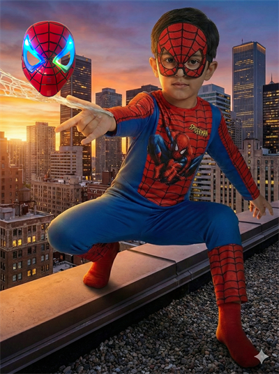 Erkek Çocuk Işıklı Maskeli Spiderman Kostümü
