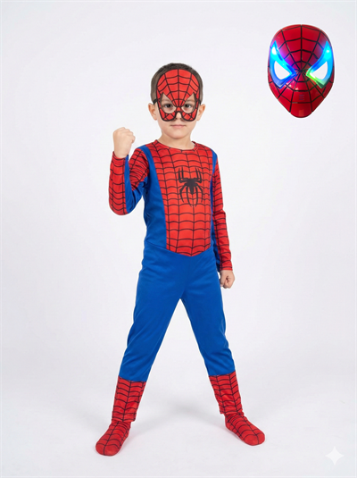Erkek Çocuk Kırmızı Işıklı Spiderman Örümcek Adam Kostüm