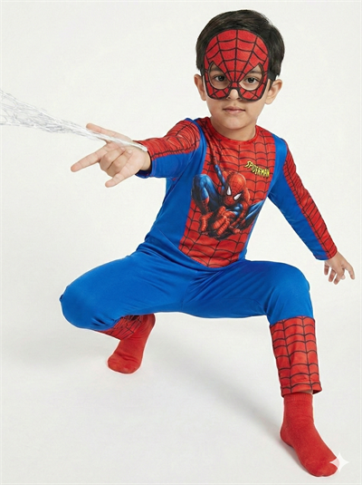 Erkek Çocuk Spiderman Kostümü Yeni Örümcek Adam Kostüm Maskeli