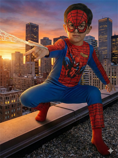 Erkek Çocuk Spiderman Kostümü Yeni Örümcek Adam Kostüm Maskeli