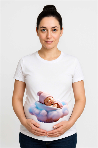 hamile Baskılı kadın tshirt pamuklu penye kumaş