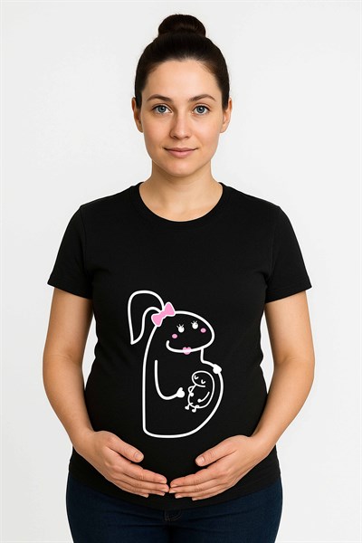 hamile Baskılı kadın tshirt pamuklu penye kumaş