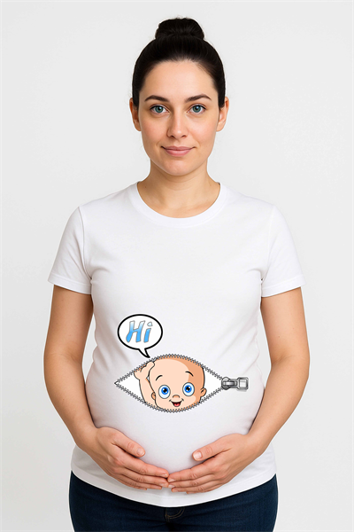 hamile Baskılı kadın tshirt pamuklu penye kumaş