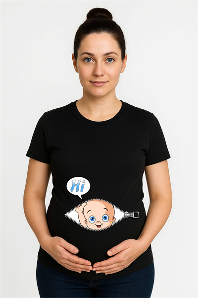 hamile Baskılı kadın tshirt pamuklu penye kumaş
