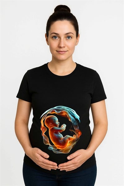 hamile Baskılı kadın tshirt pamuklu penye kumaş