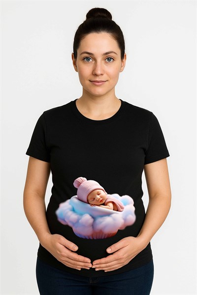 hamile Baskılı kadın tshirt pamuklu penye kumaş