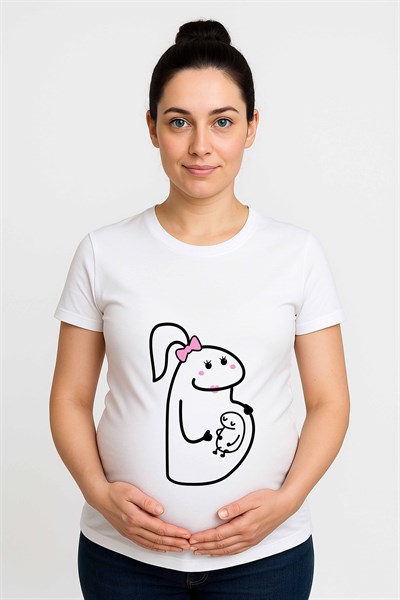 hamile Baskılı kadın tshirt pamuklu penye kumaş