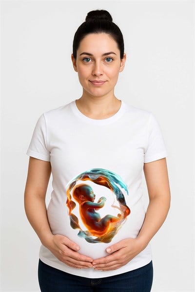 hamile Baskılı kadın tshirt pamuklu penye kumaş