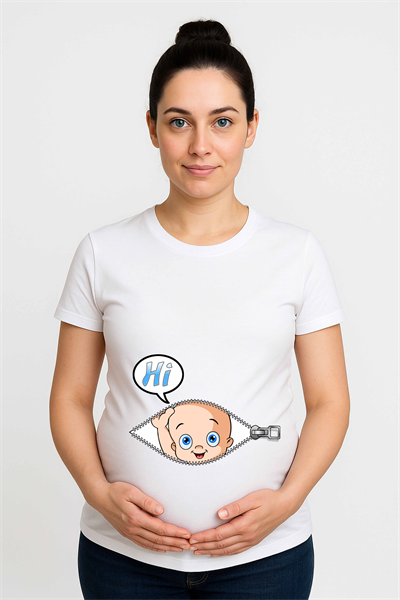 hamile Baskılı kadın tshirt pamuklu penye kumaş