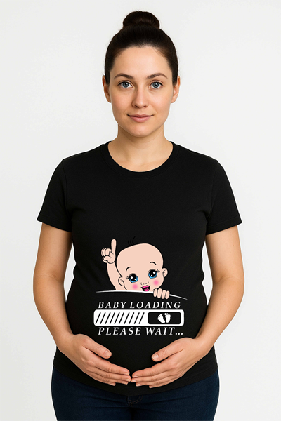 hamile Baskılı kadın tshirt pamuklu penye kumaş