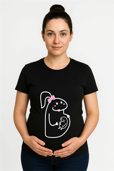 hamile Baskılı kadın tshirt pamuklu penye kumaş