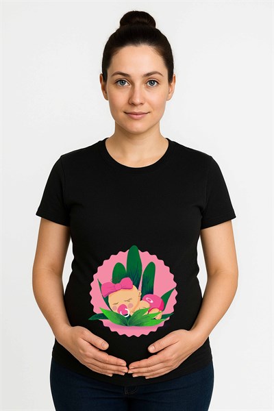 hamile Baskılı kadın tshirt pamuklu penye kumaş