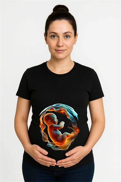 hamile Baskılı kadın tshirt pamuklu penye kumaş