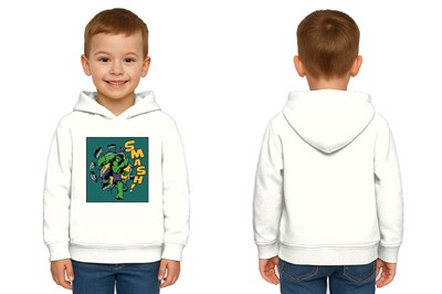 Hulk  Baskılı Kapüşonlu Pamuklu Kumaş Çocuk Sweatshirt