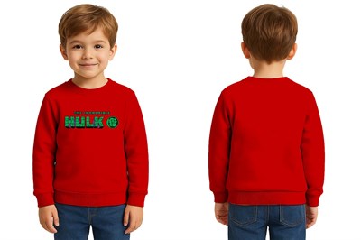 Hulk baskılı pamuklu kumaş çocuk sweatshirt