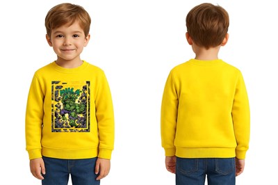 Hulk baskılı pamuklu kumaş çocuk sweatshirt