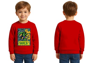 Hulk baskılı pamuklu kumaş çocuk sweatshirt