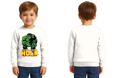 Hulk baskılı pamuklu kumaş çocuk sweatshirt