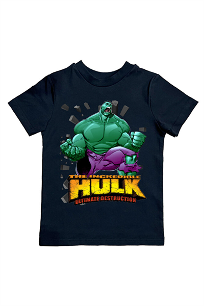 Hulk baskılı pamuklu penye kumaş yazlık çocuk tişört