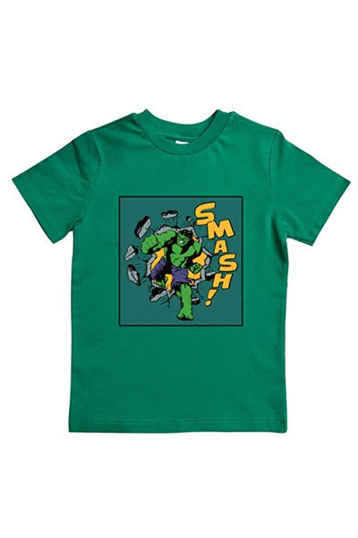 Hulk baskılı pamuklu penye kumaş yazlık çocuk tişört