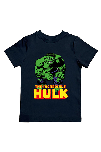 Hulk baskılı pamuklu penye kumaş yazlık çocuk tişört