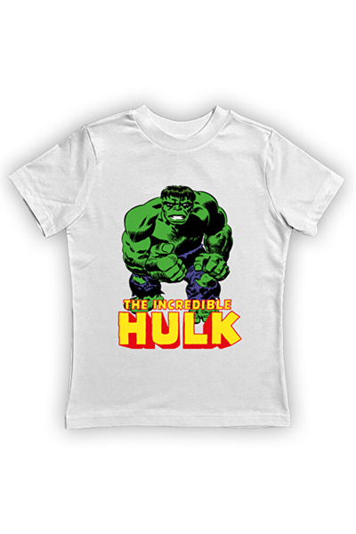 Hulk baskılı pamuklu penye kumaş yazlık çocuk tişört