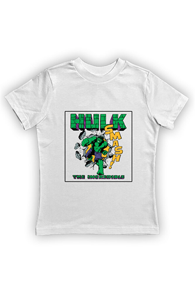 Hulk baskılı pamuklu penye kumaş yazlık çocuk tişört