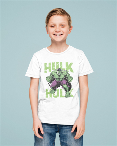 Hulk baskılı pamuklu penye kumaş yazlık çocuk tişört