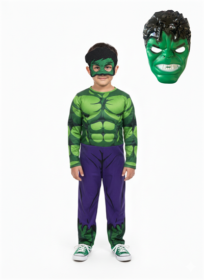Hulk kostümü kaslı 2 Maskeli Hulk çocuk kostümü maskeli Kaslı parti özel gün kıyafeti
