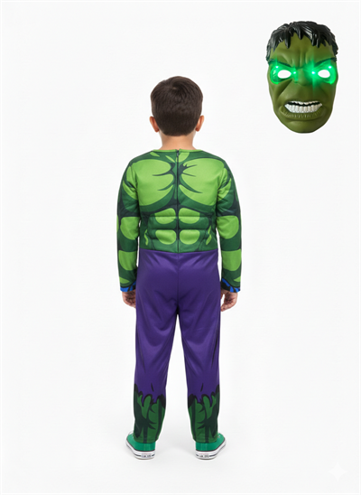 Hulk kostümü kaslı Işıklı Maskeli Hulk çocuk kostümü maskeli Kaslı parti özel gün kıyafeti