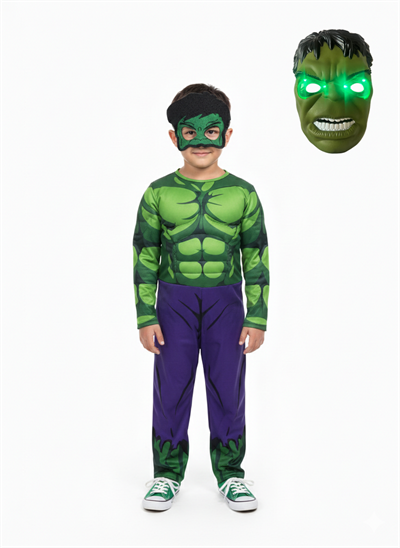 Hulk kostümü kaslı Işıklı Maskeli Hulk çocuk kostümü maskeli Kaslı parti özel gün kıyafeti