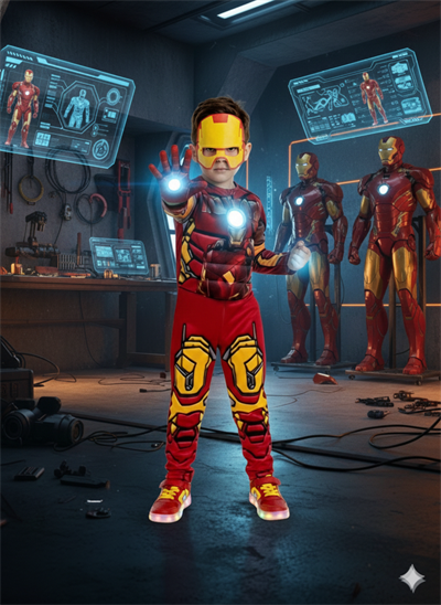 Kaslı Demir Adam Ironman Kaslı Dolgulu Çocuk Kostüm Maskeli