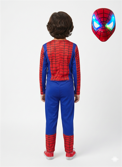 Kaslı Spiderman Süper Kahraman Örümcek Adam Işıklı Maskeli Doğum Günü Parti Kaslı Kostümü