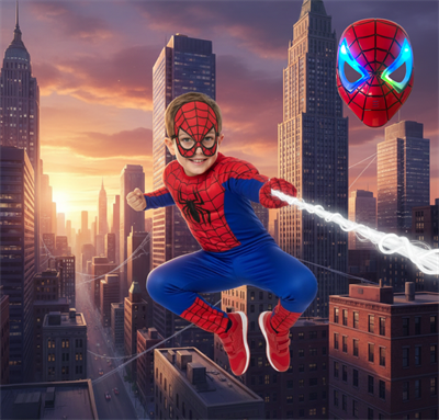 Kaslı Spiderman Süper Kahraman Örümcek Adam Işıklı Maskeli Doğum Günü Parti Kaslı Kostümü