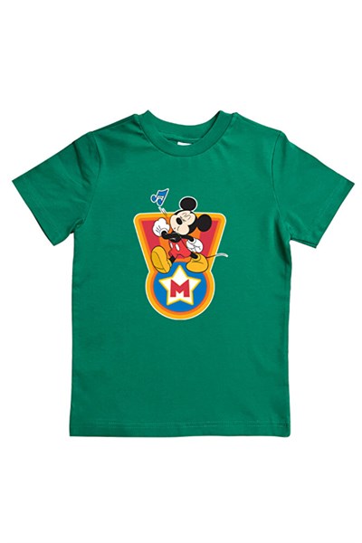 Mickey Mouse baskılı pamuklu penye kumaş yazlık çocuk tişört