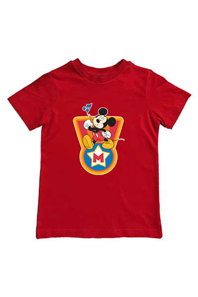 Mickey Mouse baskılı pamuklu penye kumaş yazlık çocuk tişört
