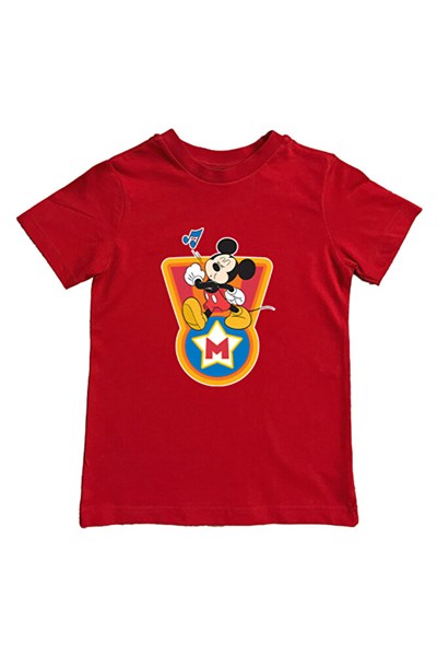 Mickey Mouse baskılı pamuklu penye kumaş yazlık çocuk tişört